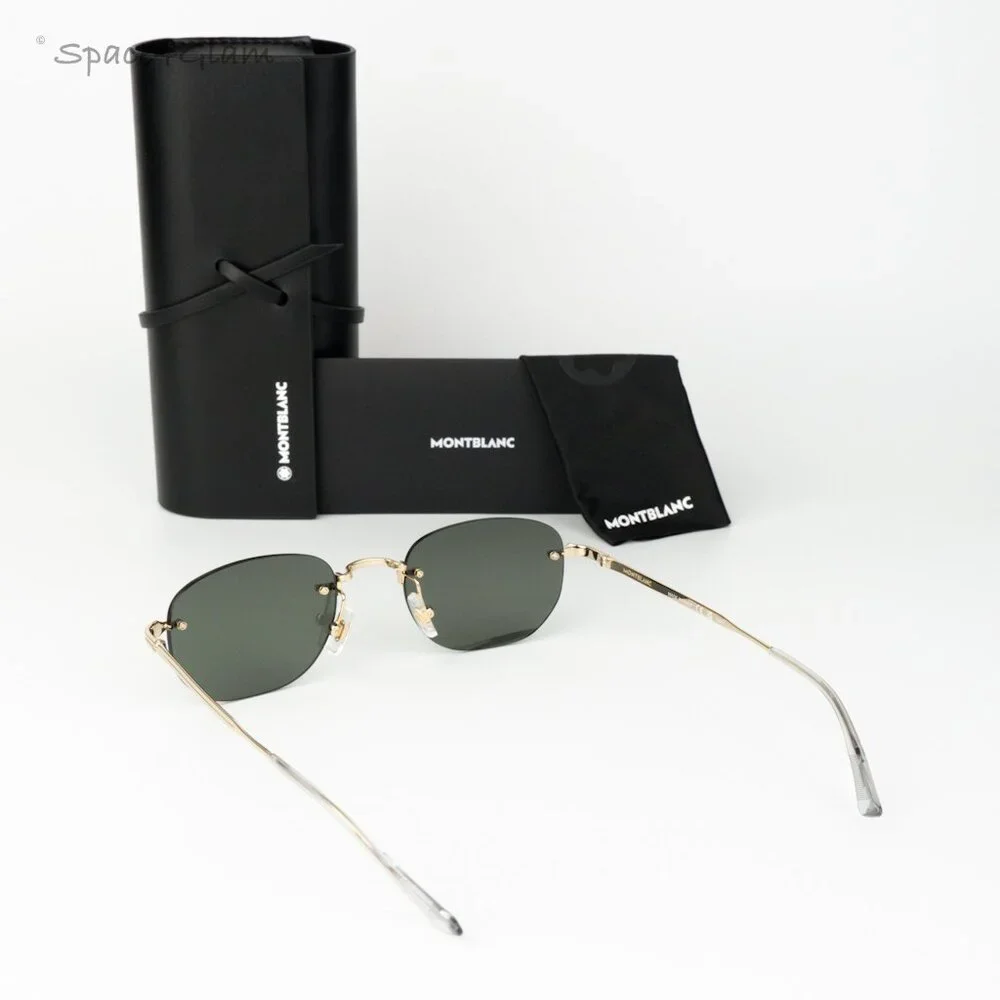 Montblanc Men Sunglasses Gold Grey Square Rimless MB0303S 001 NEW AUTHENTIC